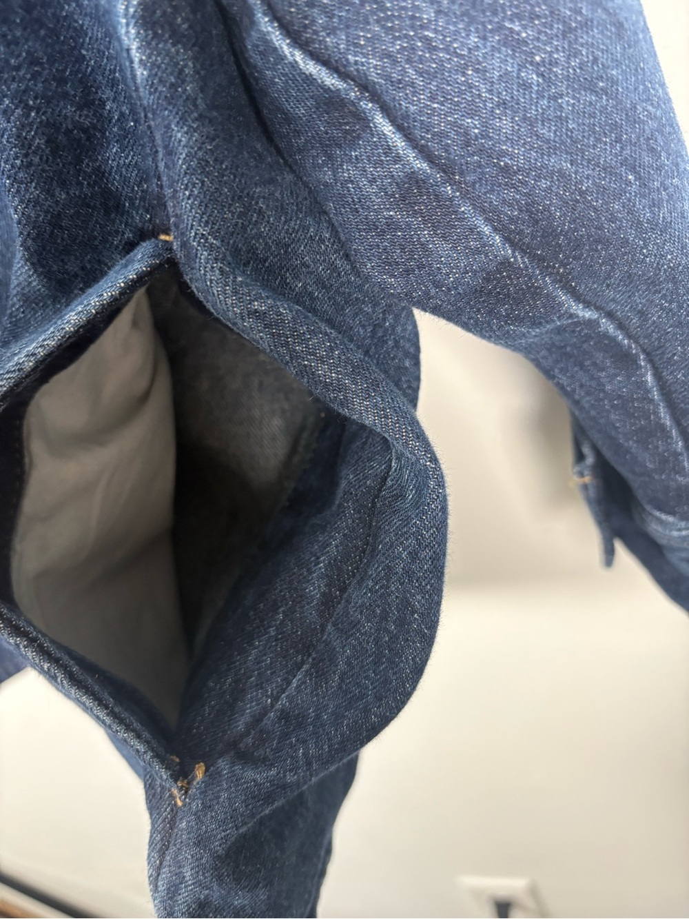 Levi Strauss Men's Dark Blue Denim Jacket Tan Corduroy Collar Heavy Weight Large - Picture 7 of 13